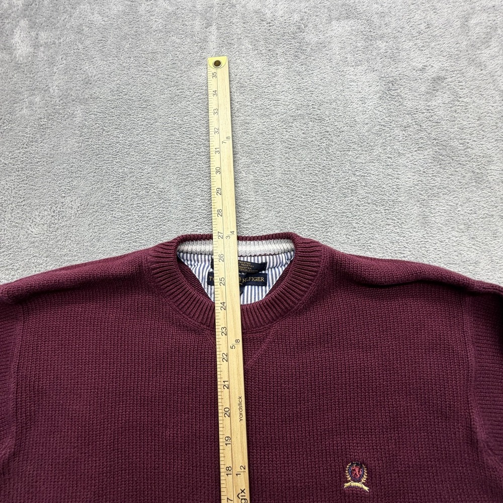 Tommy Hilfiger Sweater Mens L Red Crew Neck Cotton Pullover Embroidered - Picture 2 of 5